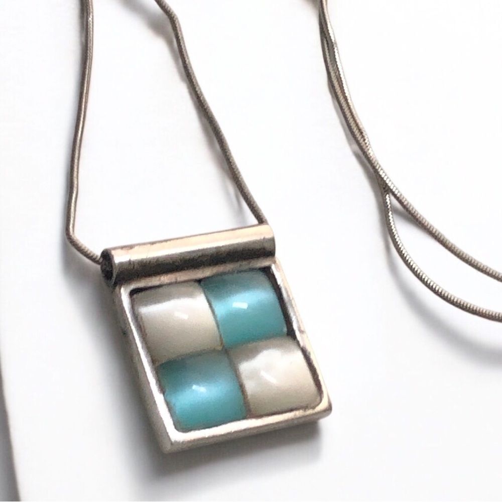 RARE Early Pyrrha Sterling Modernist Pendant Necklace